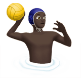 Apple design of the man playing water polo: dark skin tone emoji verson:ios 16.4