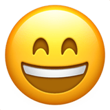 Apple design of the grinning face with smiling eyes emoji verson:ios 16.4