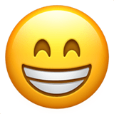 Apple design of the beaming face with smiling eyes emoji verson:ios 16.4