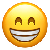 Apple design of the beaming face with smiling eyes emoji verson:ios 16.4
