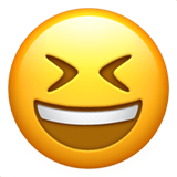 Apple design of the grinning squinting face emoji verson:ios 16.4