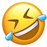 Apple design of the rolling on the floor laughing emoji verson:ios 16.4
