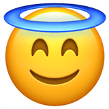 Apple design of the smiling face with halo emoji verson:ios 16.4