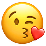 Apple design of the face blowing a kiss emoji verson:ios 16.4