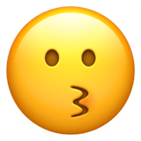 Apple design of the kissing face emoji verson:ios 16.4