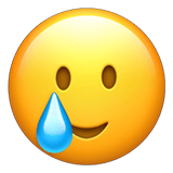 Apple design of the smiling face with tear emoji verson:ios 16.4