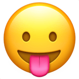 Apple design of the face with tongue emoji verson:ios 16.4
