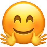 Apple design of the smiling face with open hands emoji verson:ios 16.4