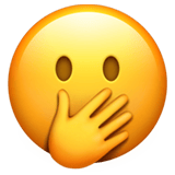 Apple design of the face with open eyes and hand over mouth emoji verson:ios 16.4