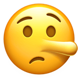 Apple design of the lying face emoji verson:ios 16.4