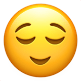 Apple design of the relieved face emoji verson:ios 16.4