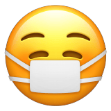 Apple design of the face with medical mask emoji verson:ios 16.4