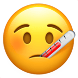 Apple design of the face with thermometer emoji verson:ios 16.4