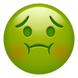 Apple design of the nauseated face emoji verson:ios 16.4