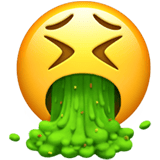 Apple design of the face vomiting emoji verson:ios 16.4