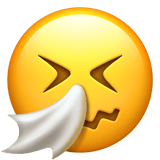 Apple design of the sneezing face emoji verson:ios 16.4