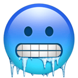 Apple design of the cold face emoji verson:ios 16.4