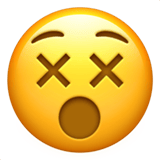 Apple design of the face with crossed-out eyes emoji verson:ios 16.4