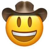 Apple design of the cowboy hat face emoji verson:ios 16.4