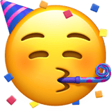 Apple design of the partying face emoji verson:ios 16.4