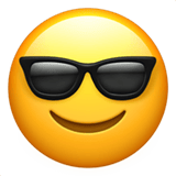 Apple design of the smiling face with sunglasses emoji verson:ios 16.4