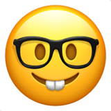Apple design of the nerd face emoji verson:ios 16.4