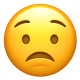 Apple design of the worried face emoji verson:ios 16.4