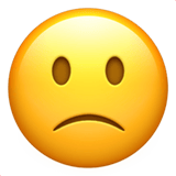 Apple design of the slightly frowning face emoji verson:ios 16.4