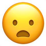 Apple design of the frowning face with open mouth emoji verson:ios 16.4