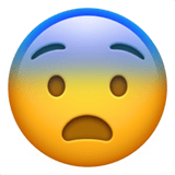 Apple design of the fearful face emoji verson:ios 16.4