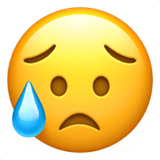 Apple design of the sad but relieved face emoji verson:ios 16.4