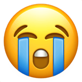 Apple design of the loudly crying face emoji verson:ios 16.4