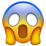 Apple design of the face screaming in fear emoji verson:ios 16.4