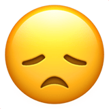 Apple design of the disappointed face emoji verson:ios 16.4