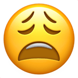 Apple design of the weary face emoji verson:ios 16.4