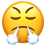 Apple design of the face with steam from nose emoji verson:ios 16.4