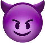 Apple design of the smiling face with horns emoji verson:ios 16.4