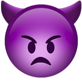 Apple design of the angry face with horns emoji verson:ios 16.4