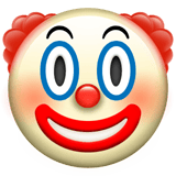 Apple design of the clown face emoji verson:ios 16.4