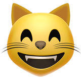 Apple design of the grinning cat with smiling eyes emoji verson:ios 16.4