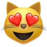 Apple design of the smiling cat with heart-eyes emoji verson:ios 16.4
