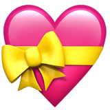 Apple design of the heart with ribbon emoji verson:ios 16.4