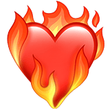 Apple design of the heart on fire emoji verson:ios 16.4
