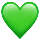 Apple design of the green heart emoji verson:ios 16.4