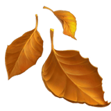 Apple design of the fallen leaf emoji verson:ios 16.4