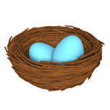 Apple design of the nest with eggs emoji verson:ios 16.4