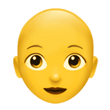 Apple design of the woman: bald emoji verson:ios 16.4
