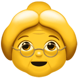 Apple design of the old woman emoji verson:ios 16.4