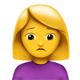 Apple design of the woman frowning emoji verson:ios 16.4