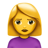 Apple design of the woman pouting emoji verson:ios 16.4